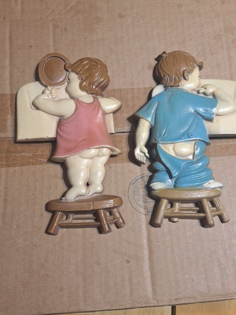 1966 sexton girl and boy wall hangings